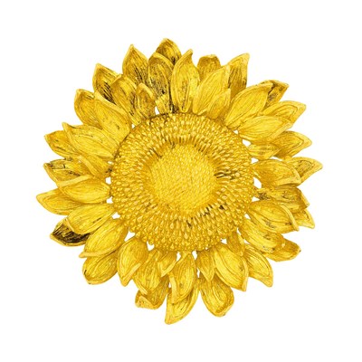 Lot 123 - Asprey Oversized Gold Sunflower Brooch