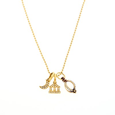 Lot 1248 - Temple St. Clair Gold, Diamond and Rock Crystal Charm Pendant-Necklace
