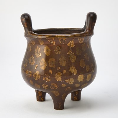Lot 136 - A Chinese Parcel Gilt Bronze Tripod Censer