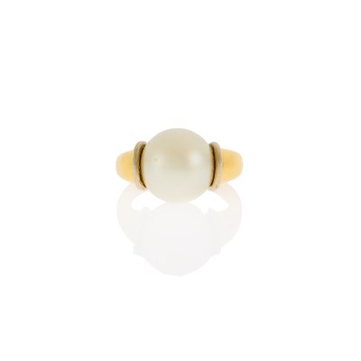 Lot 1168 - Two-Color Gold and South Sea Cultured Pearl Ring