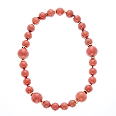 Lot 1014 - Gold and Jasper Bead Necklace