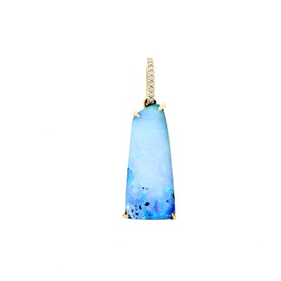 Lot 1086 - Sheryl Lowe Gold, Boulder Opal and Diamond Pendant