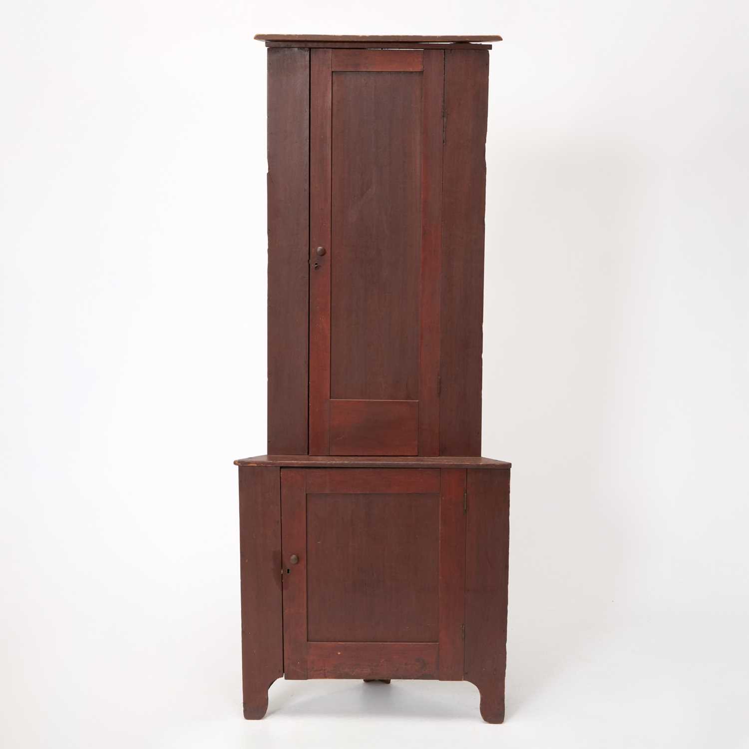 Lot 1153 - Red Painted Pine Corner Cupboard