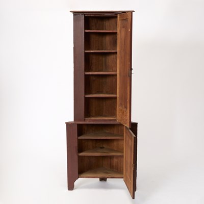 Lot 1153 - Red Painted Pine Corner Cupboard