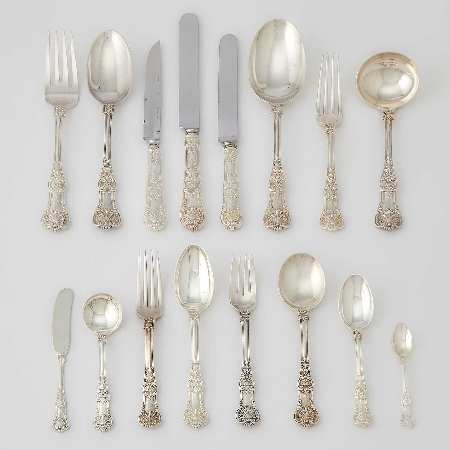 Lot 236 - Tiffany & Co. Sterling Silver "English King" Pattern Flatware Service