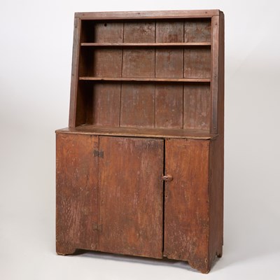 Lot 1162 - Red-painted Stepback Cupboard
