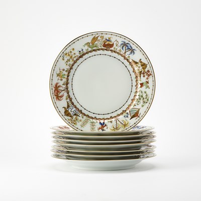 Lot 228 - Set of Eight Le Tallec for Tiffany & Co. Porcelain 'Cirque Chinois' Pattern Dinner Plates