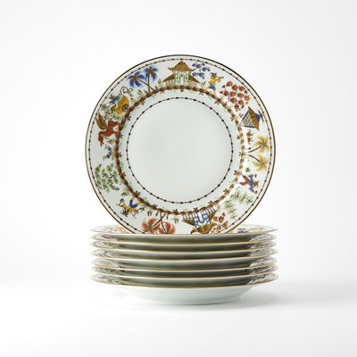 Lot 229 - Set of Eight Le Tallec for Tiffany & Co. Porcelain 'Cirque Chinois' Pattern Dinner Plates