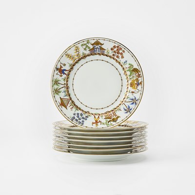 Lot 222 - Set of Eight Le Tallec for Tiffany & Co. Porcelain 'Cirque Chinois' Pattern Salad/Dessert Plates