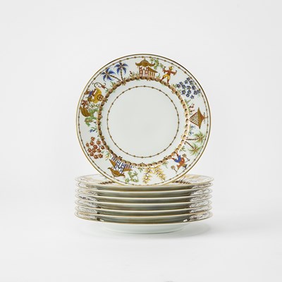 Lot 223 - Set of Eight Le Tallec for Tiffany & Co. Porcelain 'Cirque Chinois' Pattern Salad/Dessert Plates