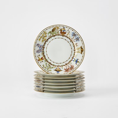 Lot 224 - Set of Eight Le Tallec for Tiffany & Co. Porcelain 'Cirque Chinois' Pattern Bread Plates