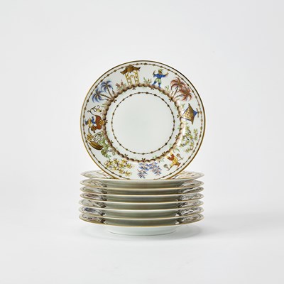 Lot 225 - Set of Eight Le Tallec for Tiffany & Co. Porcelain 'Cirque Chinois' Pattern Bread Plates
