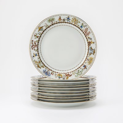 Lot 230 - Set of Ten Le Tallec for Tiffany & Co. Porcelain 'Cirque Chinois' Pattern Service Plates