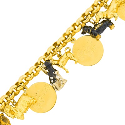 Lot 1115 - Gold, Silver, Enamel and Paste Dog Breed Charm Bracelet
