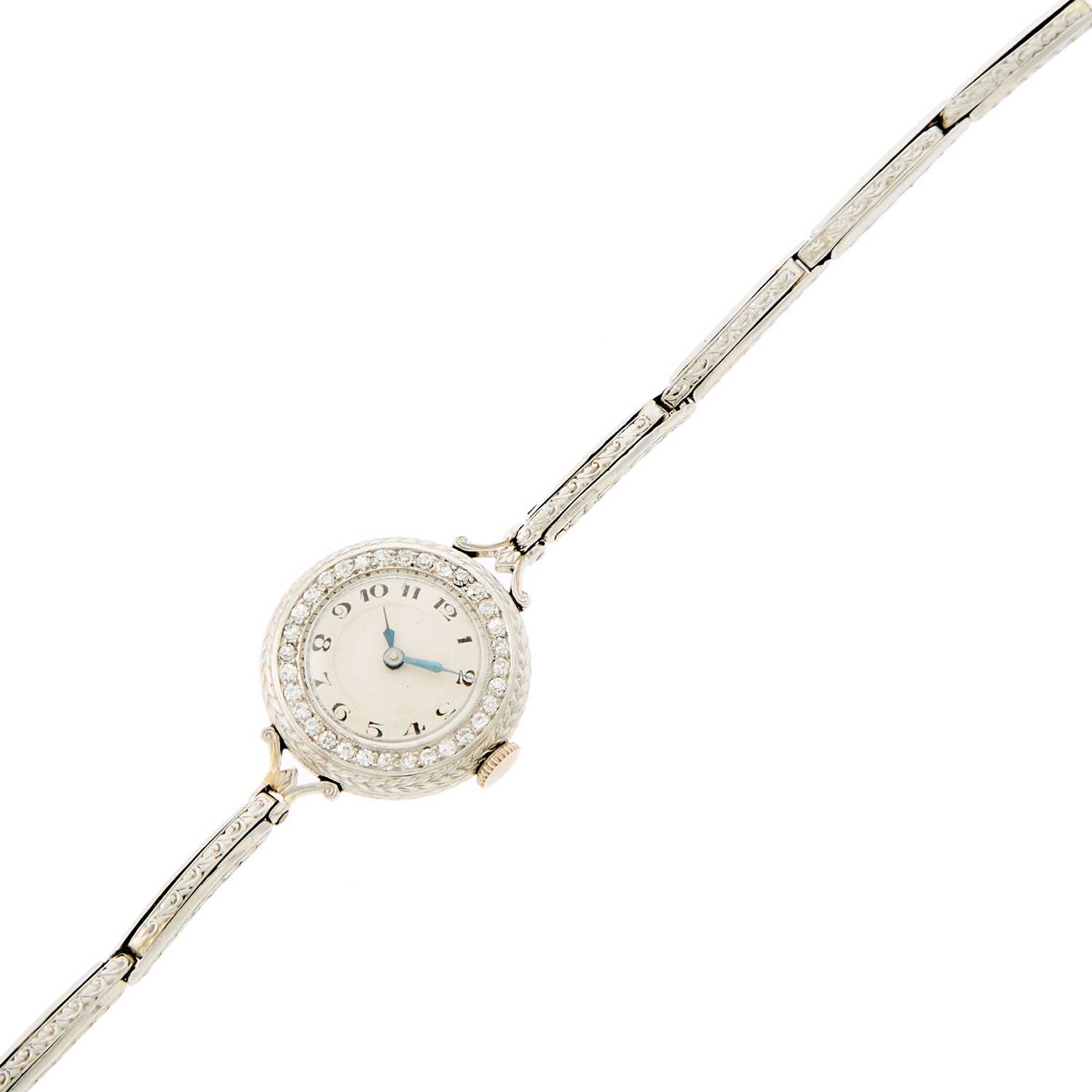 Lot 1191 - Waltham Lady's Platinum and Diamond Wristwatch
