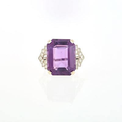 Lot 1181 - Platinum, Amethyst and Diamond Ring