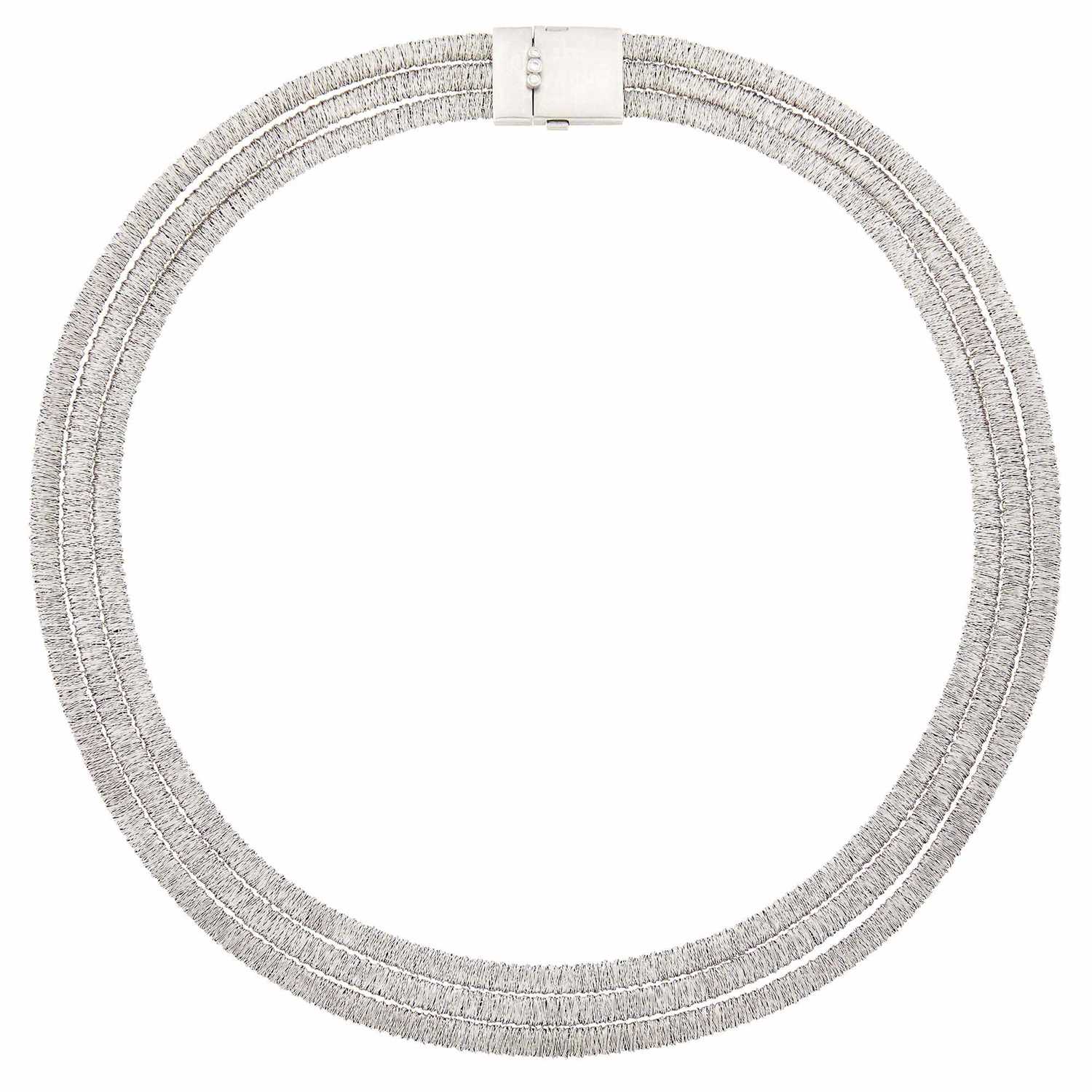 Lot 57 - H. Stern Triple Strand White Gold and Diamond 'Twist' Necklace