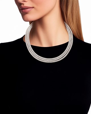 Lot 57 - H. Stern Triple Strand White Gold and Diamond 'Twist' Necklace
