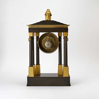 Lot 362 - Empire Ormolu and Patinated Bronze Portico Clock, by Jean-Antoine Lépine