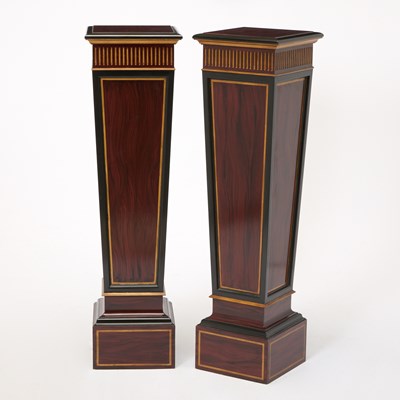 Lot 328 - Pair of Faux Bois Painted Rosewood, Ebonized and Giltwood Pedestals