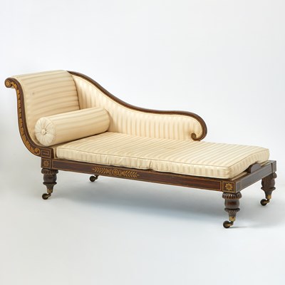 Lot 260 - William IV Faux Grain Painted and Stenciled Chaise Longue