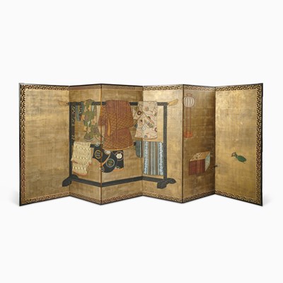 Lot 236 - A Japanese Six-Fold Floor Screen