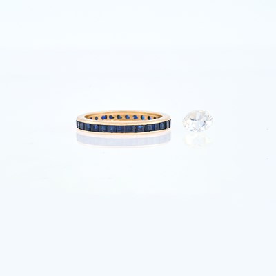 Lot 1117 - Gold and Sapphire Band Ring and Unmounted Round Diamond