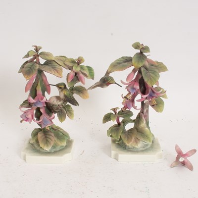 Lot 5 - Pair of Royal Worcester Dorothy Doughty Porcelain Hummingbird Figures