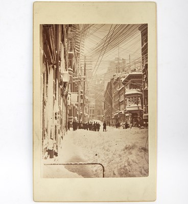 Lot 368 - Three cabinet cards showing New York City during the blizzard of 1888
