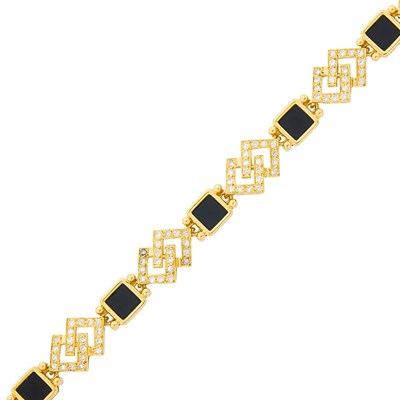 Lot 4 - Van Cleef & Arpels Gold, Black Onyx and Diamond Bracelet, France