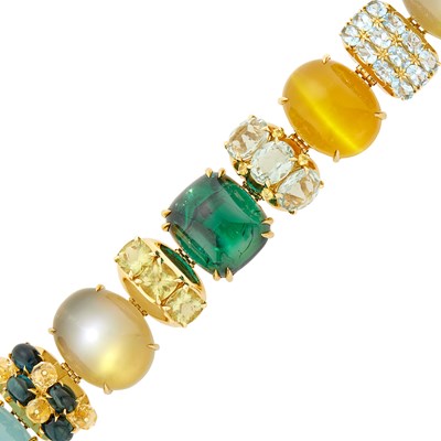 Lot 109 - Seaman Schepps Gold, Colored Stone and Diamond 'Rio' Bracelet