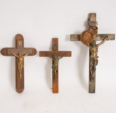 Lot 16 - Group of Three Wood and Metal Crucifixes