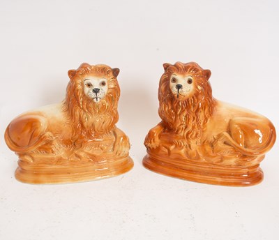 Lot 17 - Pair of Staffordshire Lions