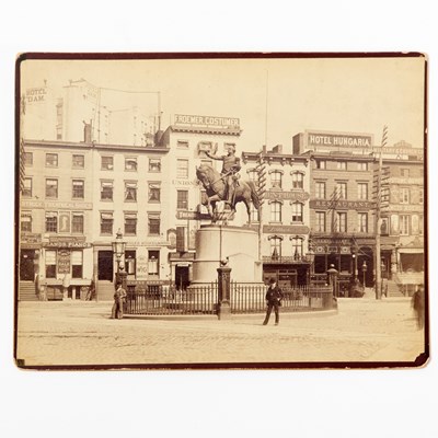 Lot 357 - A group of early photographs showing Union Square, Battery Park, and Grammercy Park