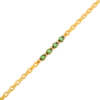 Lot 153 - Gold, Tourmaline and Diamond Bracelet