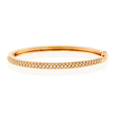 Lot 138 - Rose Gold and Diamond Bangle Bracelet