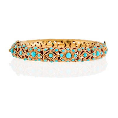Lot 158 - Indian Gold and Turquoise Bangle Bracelet