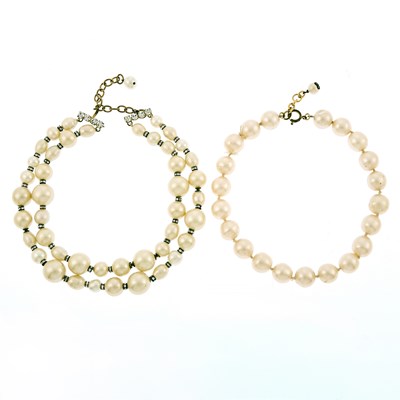 Lot 1126 - Chanel Two Imitation Pearl and Rhinestone Necklaces