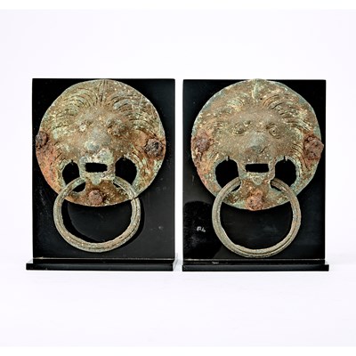 Lot 198 - A Pair of Roman Bronze Lion Head Handles