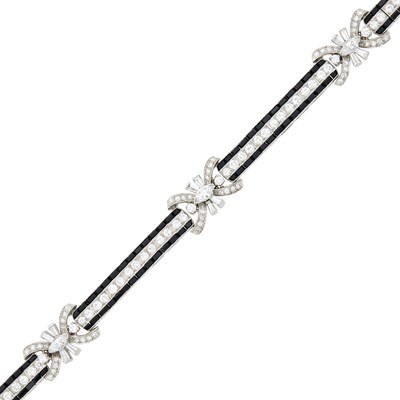 Lot 223 - Tiffany & Co. Platinum, Diamond and Black Onyx Bracelet