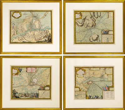 Lot 202 - Four attractively colored Louis XIV era battle plans