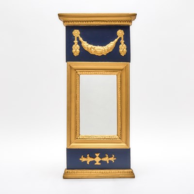 Lot 254 - Gustavian Style Gold and Blue Painted Mirror