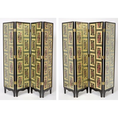 Lot 200 - Pair of Four-Panel Playing Card Wallpaper Screens