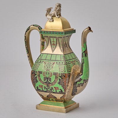 Lot 65 - Rare Russian Silver-Gilt and Champlevé Enamel Tea and Coffee Service