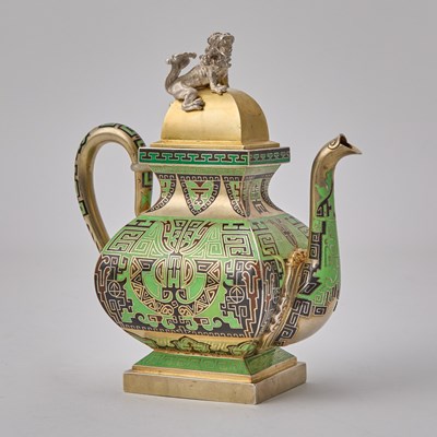 Lot 65 - Rare Russian Silver-Gilt and Champlevé Enamel Tea and Coffee Service
