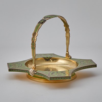 Lot 65 - Rare Russian Silver-Gilt and Champlevé Enamel Tea and Coffee Service