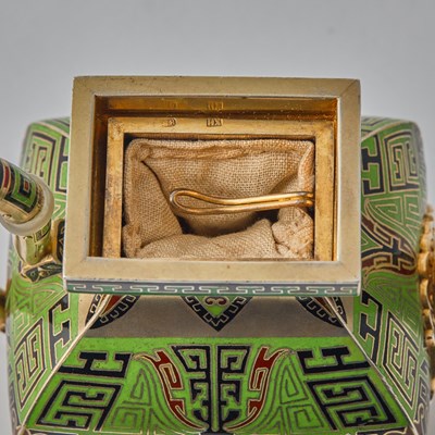 Lot 65 - Rare Russian Silver-Gilt and Champlevé Enamel Tea and Coffee Service