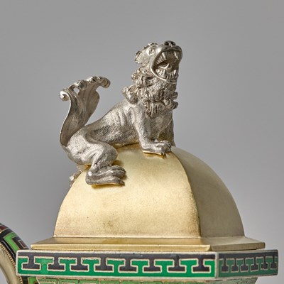 Lot 65 - Rare Russian Silver-Gilt and Champlevé Enamel Tea and Coffee Service