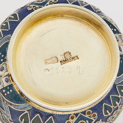 Lot 69 - Fabergé Silver-Gilt and Cloisonné Enamel Small Kovsh
