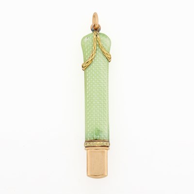 Lot 115 - Russian Two-Color Gold-Mounted Guilloché Enamel and Silver-Gilt Pencil